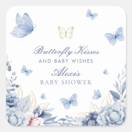 Butterfly Kisses Boy Shower Fyrkantigt Klistermärke