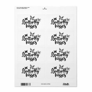 Butterfly Kisses Butterflies Black White Bröllop Fraktsedel
