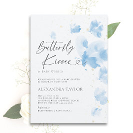 Butterfly Kisses Dreamy Watercolor Pojke Shower Inbjudningar