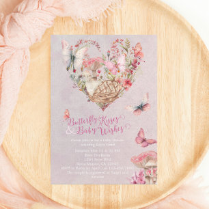 Butterfly Kisses Enchanted Forest Baby Shower Inbjudningar