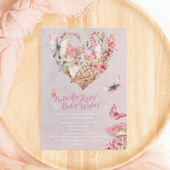 Butterfly Kisses Enchanted Forest Baby Shower Inbjudningar (Skapare uppladdad)