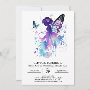 Butterfly Kisses Fairy Birthday Inbjudningar
