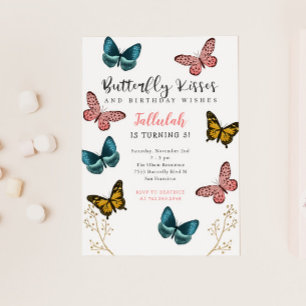 Butterfly Kisses Flick kalas Inbjudningar