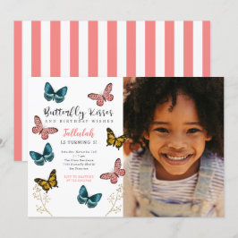 Butterfly Kisses Flick kalas Photo Inbjudningar