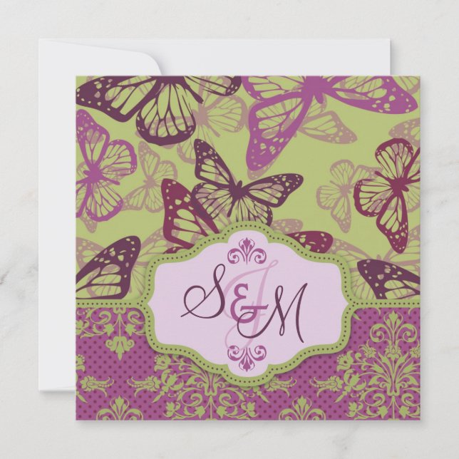 Butterfly Kisses Flirt Wedding Square Inbjudningar (Framsida)