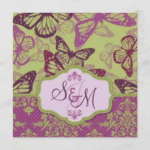Butterfly Kisses Flirt Wedding Square Inbjudningar