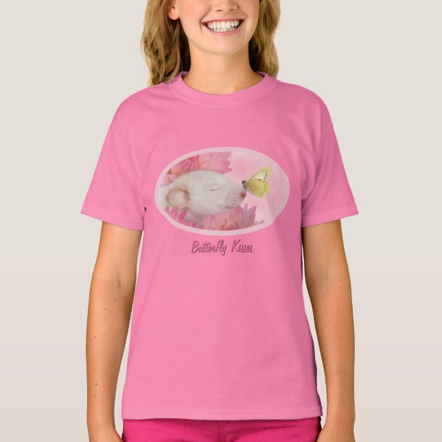 Butterfly Kisses för små flickor T-Shirt (Framsida)