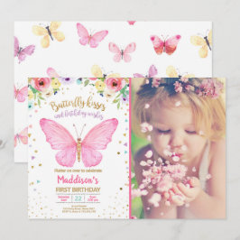 Butterfly Kisses Garden Blommigt Confetti Birthday Inbjudningar