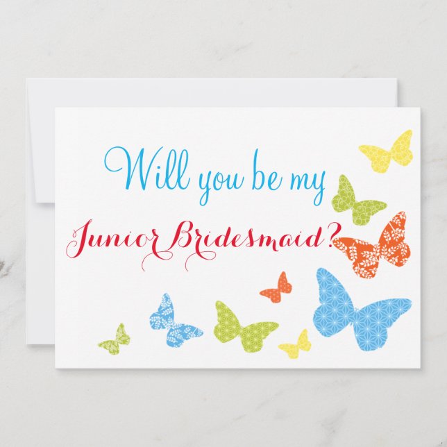 Butterfly Kisses kommer du att bli Junior Bridesma Inbjudningar (Framsida)