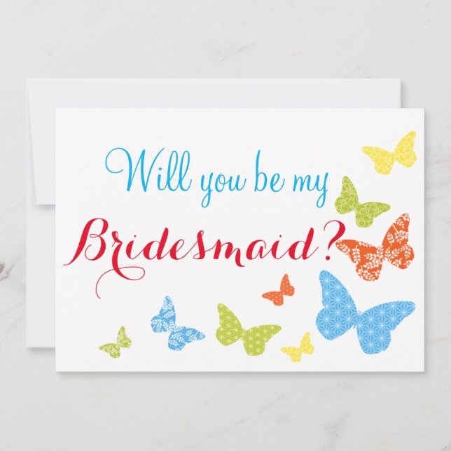 Butterfly Kisses, kommer du att bli min Bridesmaid Inbjudningar (Framsida)