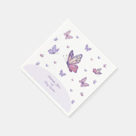 Butterfly Kisses Lila Baby Shower Pappersservett