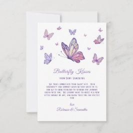 Butterfly Kisses Lila Baby Shower Tack Kort