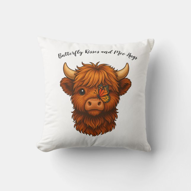 Butterfly Kisses & Moo Hugs - Dekorativ kudde (Framsida)