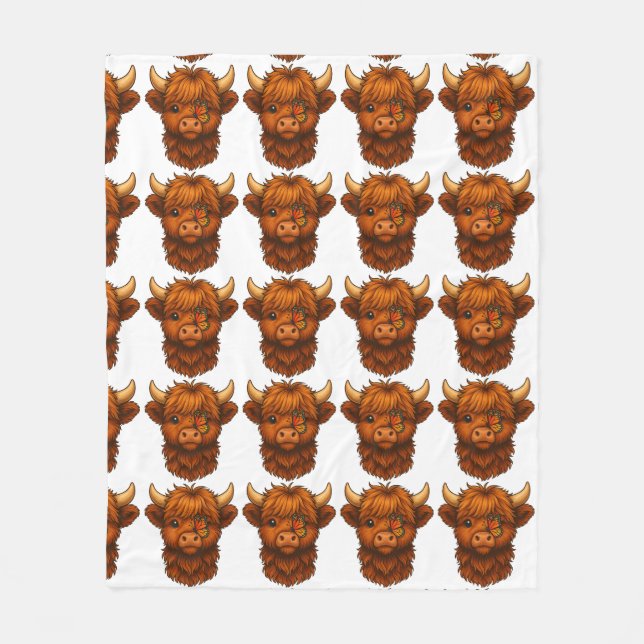 Butterfly Kisses & Moo Hugs - Ull Medium Blanke Fleecefilt (Framsidan)