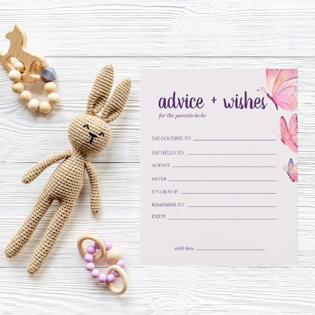Butterfly Kisses New Parents Advice Card | Rosa (Skapare uppladdad)