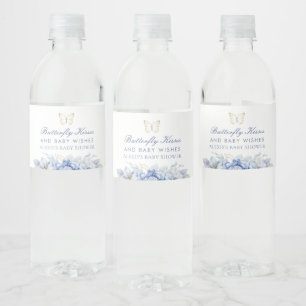 Butterfly Kisses och Baby Önskemål Boy Shower Vattenflaskor Etikett