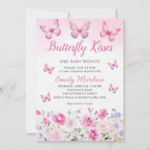 Butterfly Kisses och Baby Önskemål Girl Baby Showe