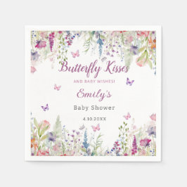 Butterfly Kisses och Baby Önskemål Girl Baby Showe Pappersservett