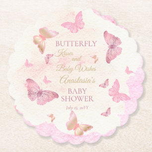 Butterfly Kisses och Baby Önskemål Girl Baby Showe Underlägg Papper
