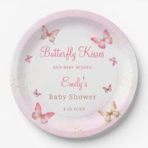 Butterfly Kisses och Baby Önskemål Rosa Baby Showe