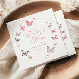 Butterfly Kisses och Baby Önskemål Rosa Baby Showe Pappersservett