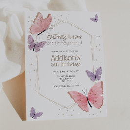 Butterfly Kisses och Birthday Önskemål Birthday In Inbjudningar