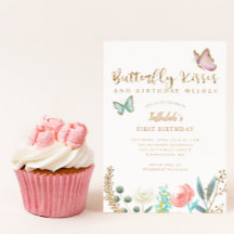 Butterfly Kisses och Birthday Önskemål Guld Blommi