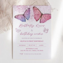 Butterfly Kisses och Birthday Önskemål Party Inbjudningar