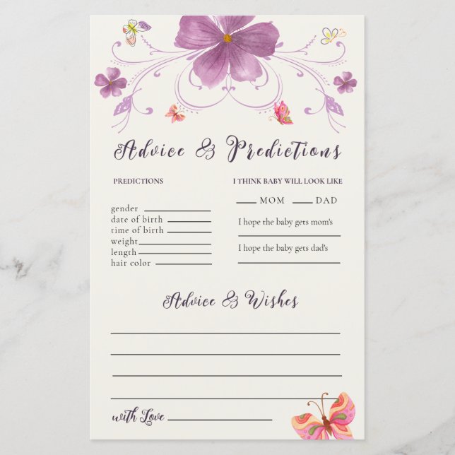 Butterfly Kisses Önskemål Advice & Predence Cards (Framsida)