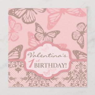 Butterfly Kisses Petal Birthday Inbjudan Square2