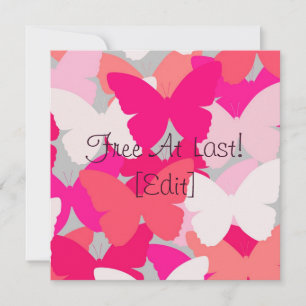 Butterfly Kisses - Rosa Greeting Card / bjudning Inbjudningar