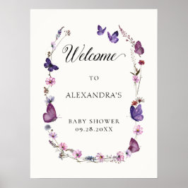 Butterfly Kisses Vild Lila Baby VälkomstPoster Poster