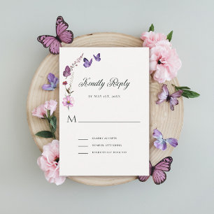Butterfly Kisses Vild Lila Flicka Shower OSA Kort