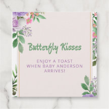 Butterfly Kisses Violet Flowers Baby Shower