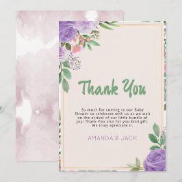 Butterfly Kisses Violet Flowers Baby Shower Tack Kort