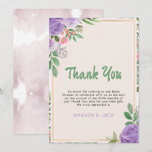 Butterfly Kisses Violet Flowers Baby Shower Tack Kort