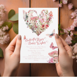 Butterfly Kisses Woodland Baby Shower Inbjudningar