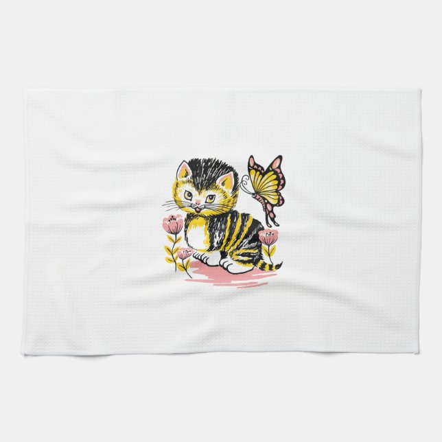 Butterfly & Kitten Kökshandduk (Horisontell)