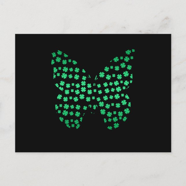 Butterfly Klöver Irish St patricks day Shamrock Vykort (Framsida)