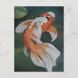 Butterfly Koi Fish Art Postcard Vykort