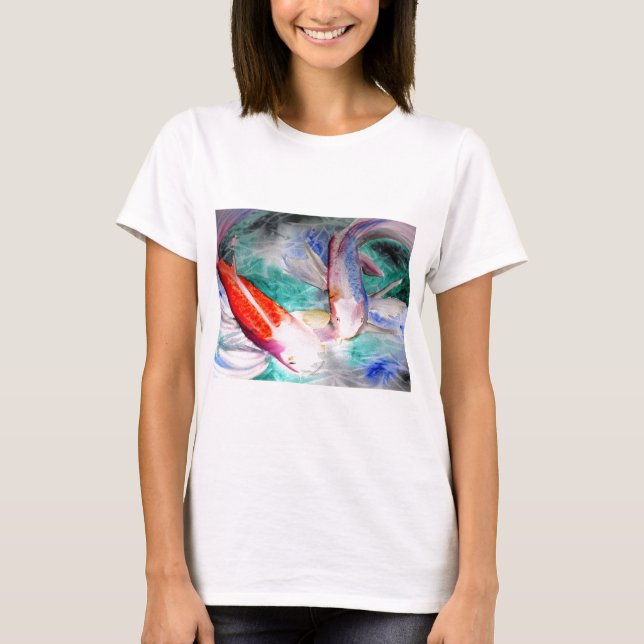 Butterfly Koi vattencolor Japansk Fish Art T Shirt (Framsida)