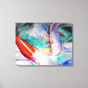 Butterfly Koi vattenfärgsmåla japansk konst Canvastryck