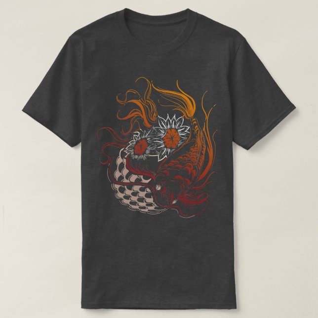Butterfly Koi Yin Yang Art på en Koi Pond T Shirt (Design framsida)