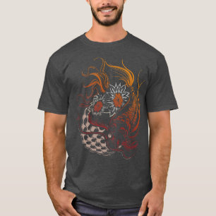 Butterfly Koi Yin Yang Art på en Koi Pond T Shirt