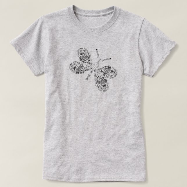Butterfly Kryp Insekt Art teckning-skjorta T Shirt (Design framsida)