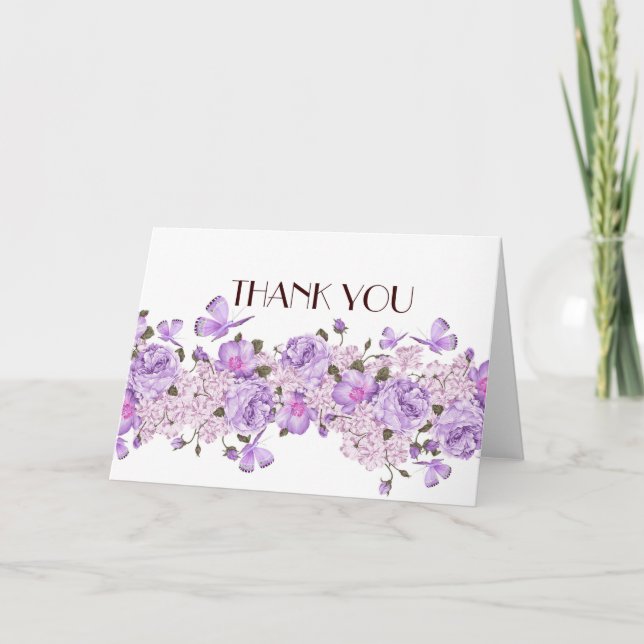 Butterfly Lavender Blommigt Garden Tack Kort (Framsida)