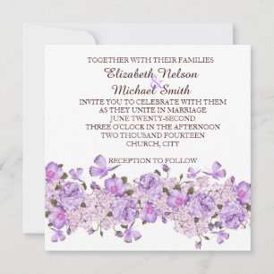 Butterfly Lavender Blommigt Garden WedWedding Inbj Inbjudningar