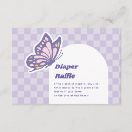 Butterfly Lavender Diaper Raffle Baby Shower Tilläggskort