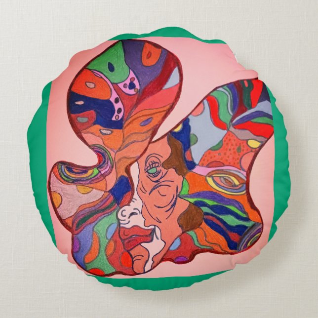 Butterfly Leaf Portrait  Rund Kudde (Baksidan)