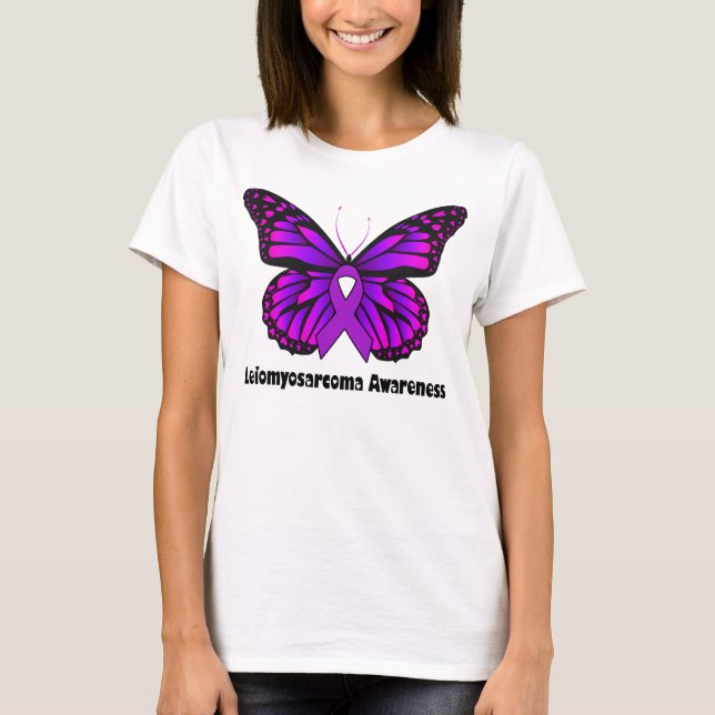 Butterfly Leiomyosarcoma, Leiomyosarcoma Awareness T Shirt (Framsida)